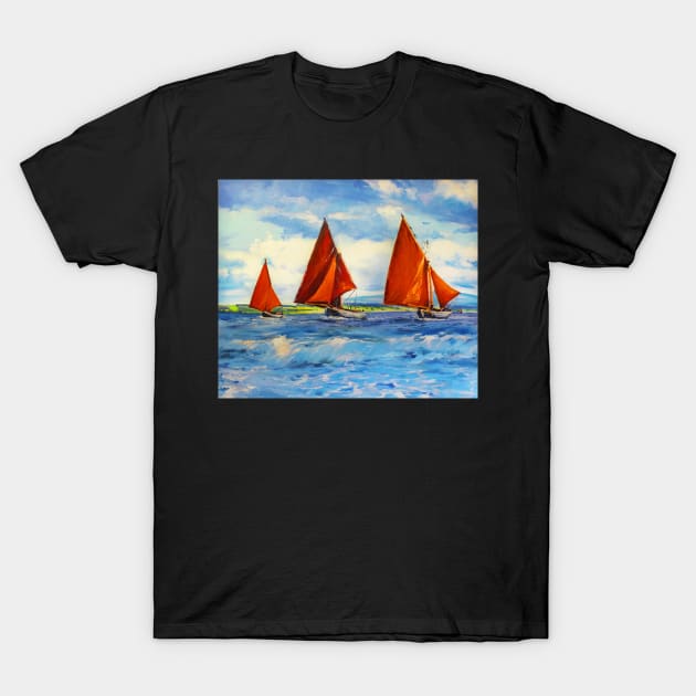 Three Galway Hookers At Sea T-Shirt by conchubar